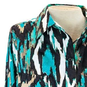 Signature by Larry Levine Turquoise Marble Shirt L